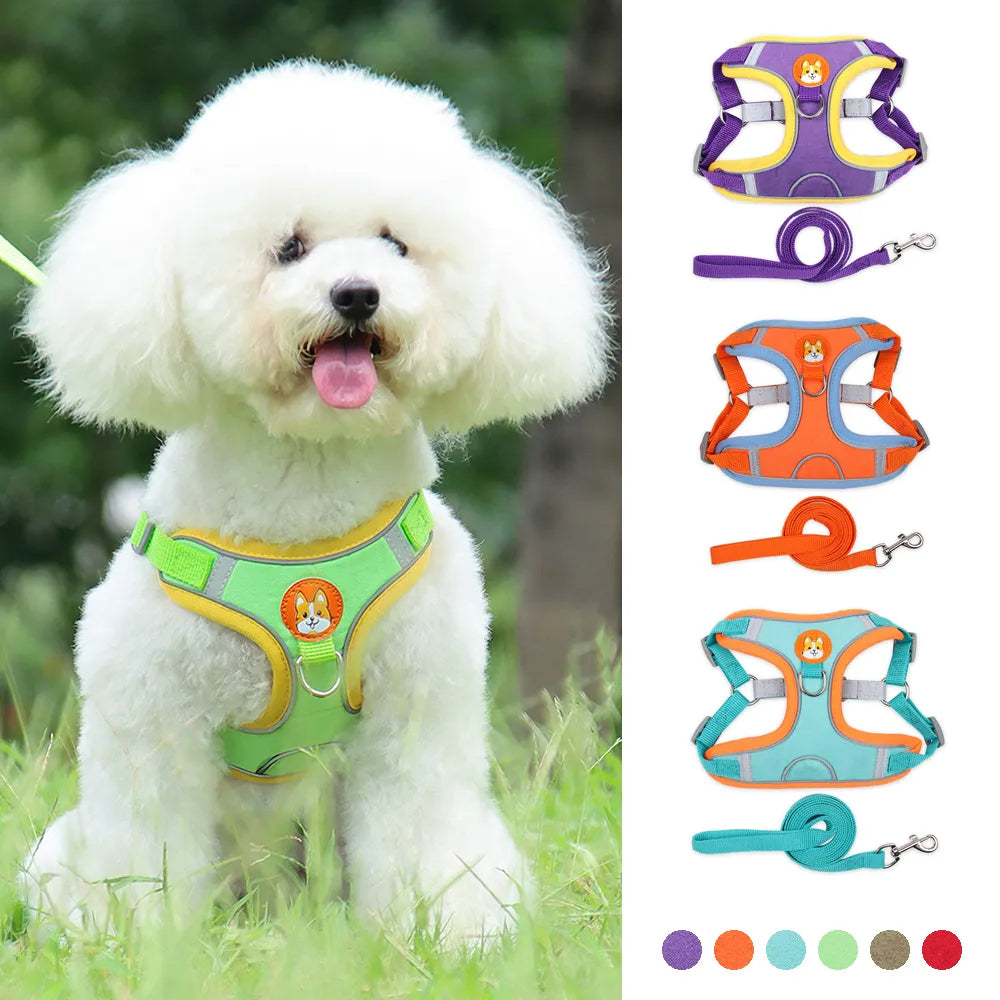 New Dog Leash And Harness Set Pet Dog Harness And Leash Set Adjustable Puppy Cat Harness Vest Reflective Walking No Pull Lead Leash For Small Dogs Chihuahua - 5 - CJ