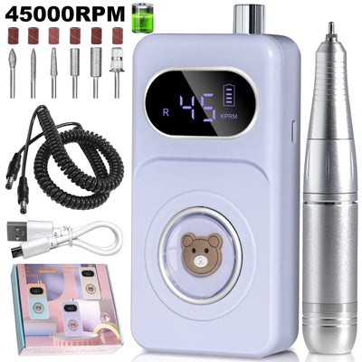 Professional 45000RPM Portable Electric Nail Drill Kit, Rechargeable Nail Electronic File Machine, Electric Nail Polishing Machine With Drill Head And Base, Nail Drill For Acrylic Nails, Nail Gel, Fem - 5 - CJ