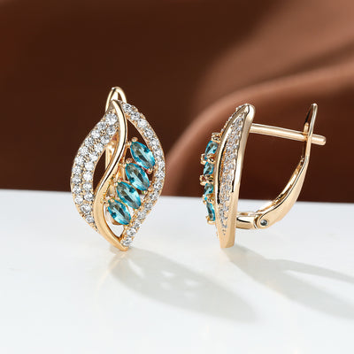 Ins Leaf - shaped Rhinestones Earrings Fashion Unique Zircon - encrusted Stud Earrings Women's Jewelry - 0 - CJ