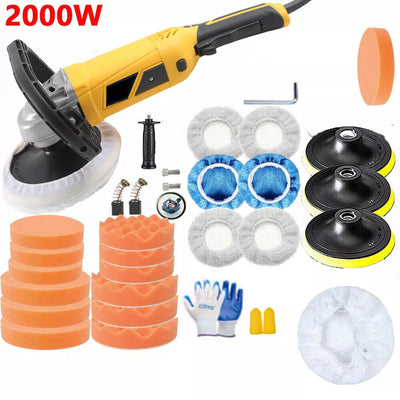 2000W Electric Polisher Car Sander Machine Kit Buffer Pad Sponge Polishing Waxer - 5 - CJ