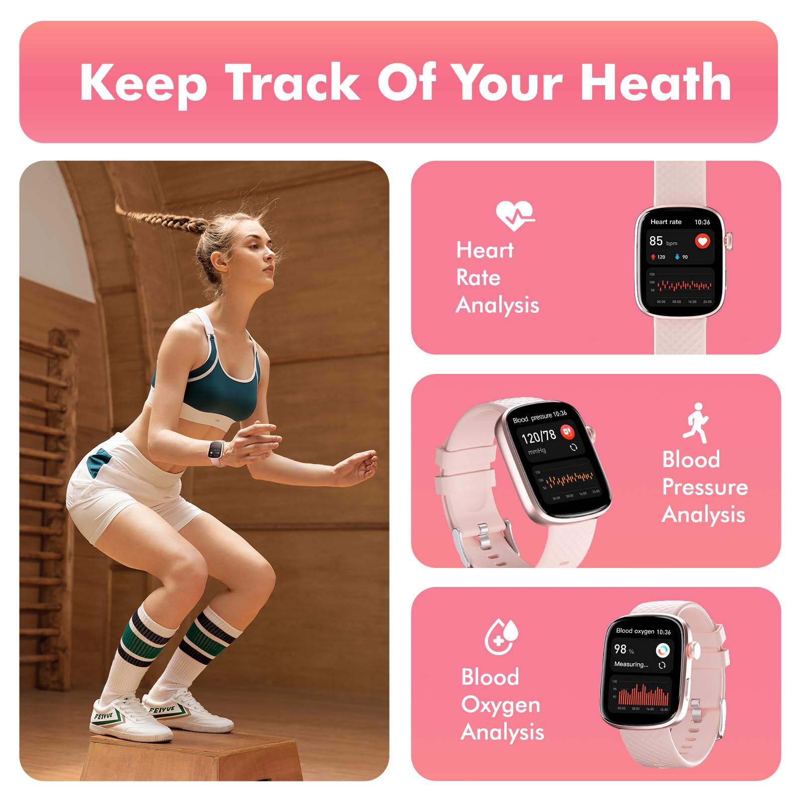 Smart Watch Bluetooth Call &1.95 HD Screen - Heart Rate SpO2 Sleep Monitor, 3ATM Waterproof Fitness Tracker For IoS Android - 5 - CJ