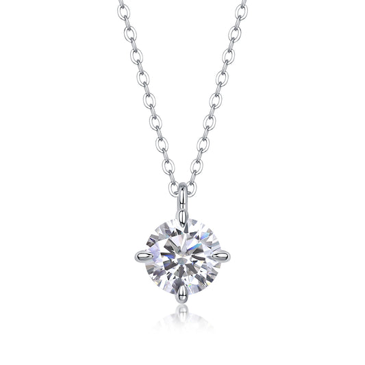 1Round And Smooth - A Fashionable And Luxurious Diamond Jewelry Piece Set With 2 - carat Moissan Diamonds, S925 Sterling Silver And Platinum - plated Pendant Prohibit TikTok sales - 5 - CJ
