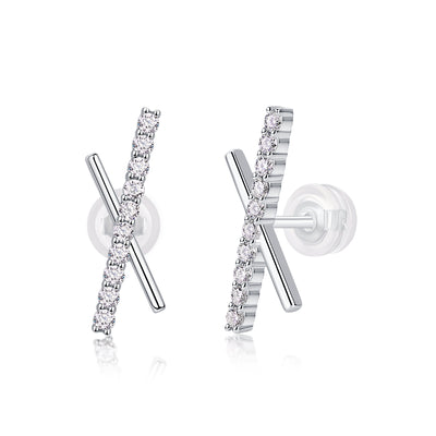 1Sky Meteor Diamond Set Moissanite Silver Earrings Luxury Fashion Diamond Earrings Stud Earrings Prohibit TikTok sales - 5 - CJ