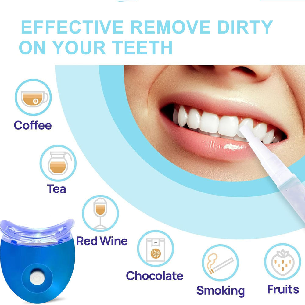 Teeth Profession Kit - 5X LED Light Tooth With 3pcs Pens,1 Desensitization Pen,1 Mouth Trays Restores Your White Smile,pefect Gift For Girlfriend