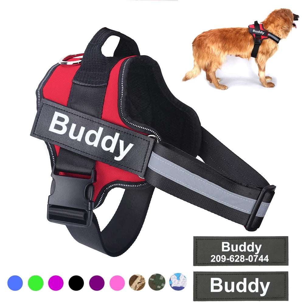 Personalized Dog Harness NO PULL Reflective Breathable Adjustable Pet Harness Vest For Small Large Dog Custom Patch Pet Supplies - 7 - CJ