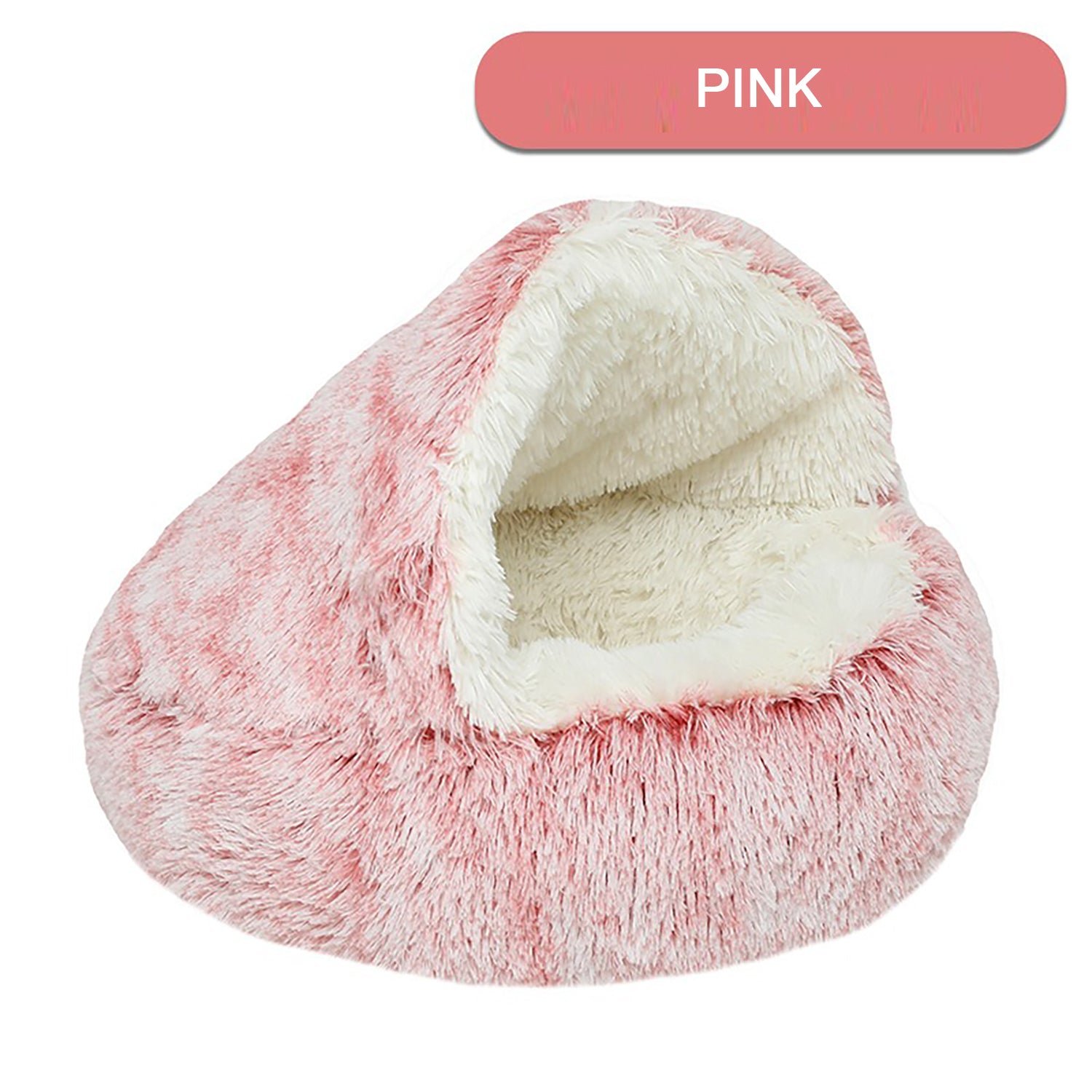 Luxurious Plush Round Cat Bed Cat Bed Round Soft Plush Burrowing Cave Hooded Cat Bed Donut For Dogs Cats - Semi - Enclosed For Cozy Warmth, Easy - Clean Durable Design, Ideal For Winter Comfort - 5 - CJ