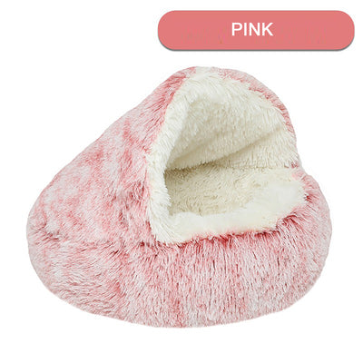Luxurious Plush Round Cat Bed Cat Bed Round Soft Plush Burrowing Cave Hooded Cat Bed Donut For Dogs Cats - Semi - Enclosed For Cozy Warmth, Easy - Clean Durable Design, Ideal For Winter Comfort - 5 - CJ