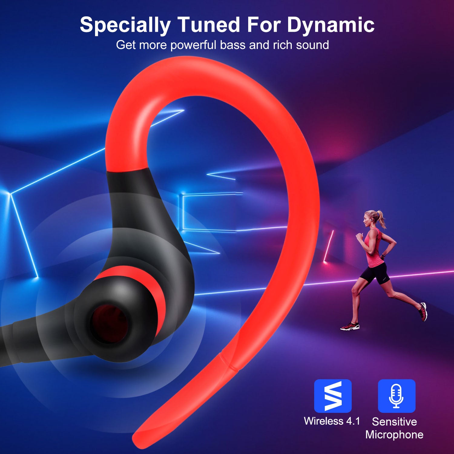 Wireless Headsets V4.1 Sport In Ear Stereo Headphones Sweatproof Noise Canceling Earphones Back Headphone With Mic Handsfree For Running Hiking Travel