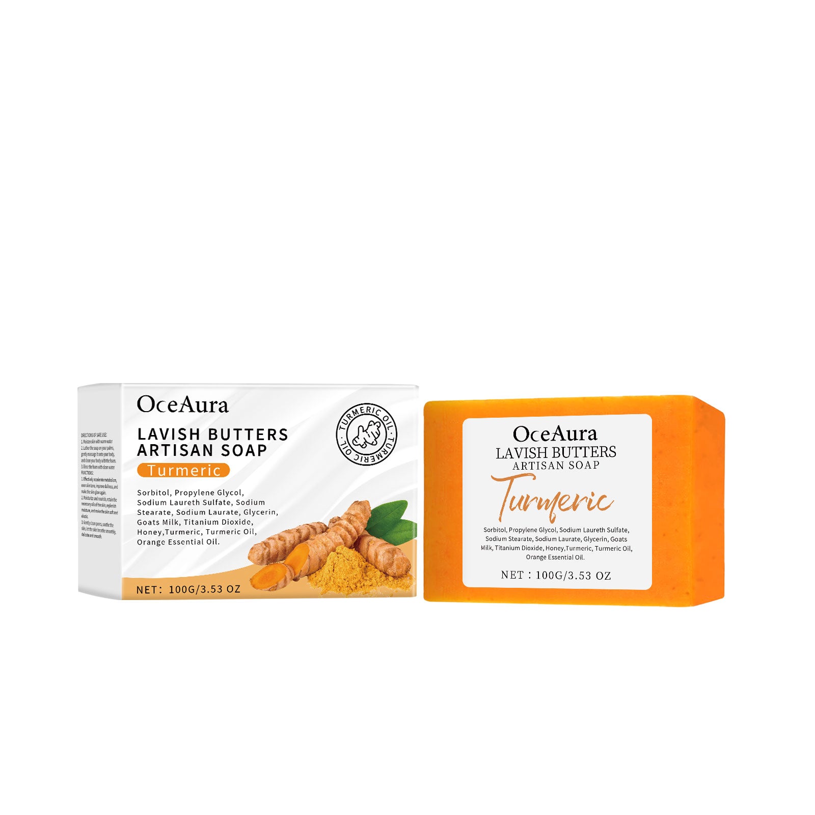 OceAura Turmeric Skin Care Soap, Clean And Moisturize The Body Skin Translucent And Smooth Bath Fragrance Skin Care Soap - 5 - CJ