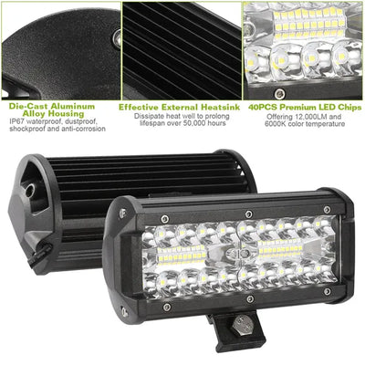7in LED Light Bar 120W 12000LM LED Work Light Pods Offroad Driving Lights IP67 Waterproof Fog Light Spot Flood Beam For Jeep Trailer Truck Bus Boat - 5 - CJ