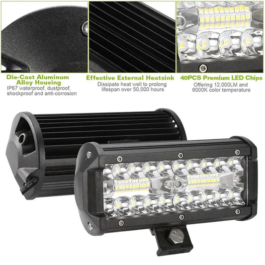 7in LED Light Bar 120W 12000LM LED Work Light Pods Offroad Driving Lights IP67 Waterproof Fog Light Spot Flood Beam For Jeep Trailer Truck Bus Boat - 5 - CJ