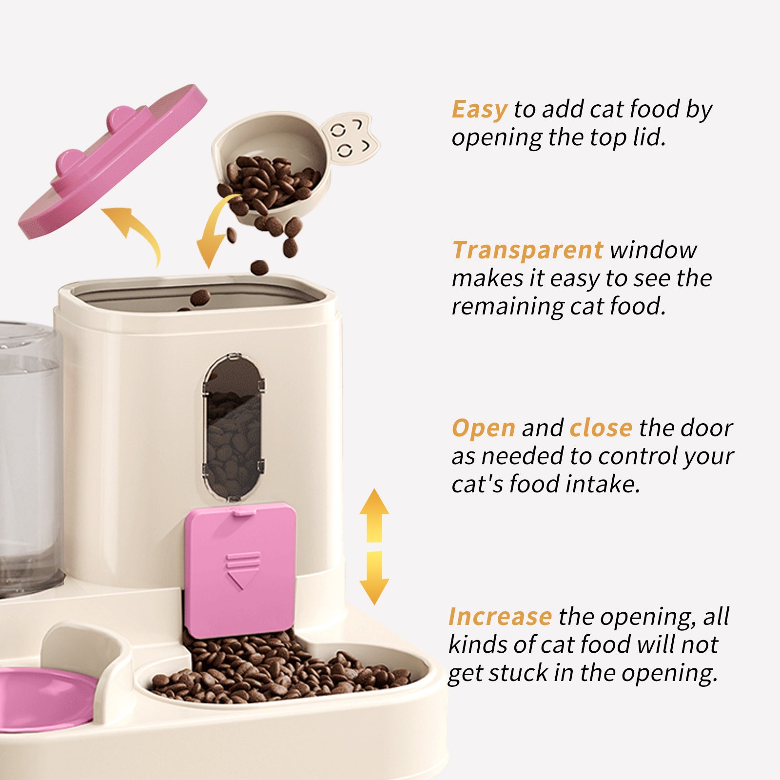 Fully Automatic 2in1 Cat Food Dispenser - Integrated Water And Food Feeding System - Cute Water Dispenser Cat Accessories - 5 - CJ