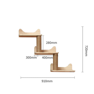 Pet Cat Climbing Frame Wall Type Solid Wood Wall Hanging Platform Ladder Pets Accessories - 0 - CJ - A3 wall steps - CJJT148790317QJ