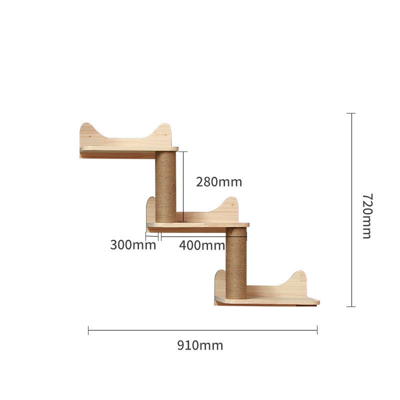 Pet Cat Climbing Frame Wall Type Solid Wood Wall Hanging Platform Ladder Pets Accessories - 0 - CJ - A3 wall steps - CJJT148790317QJ