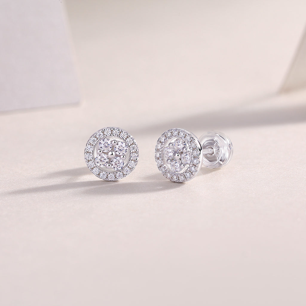 Silver Osmanthus - Fashionable And Luxurious Diamond Jewelry Earrings Set With Moissanite S925 Sterling Silver And Platinum-plated Stud Earrings