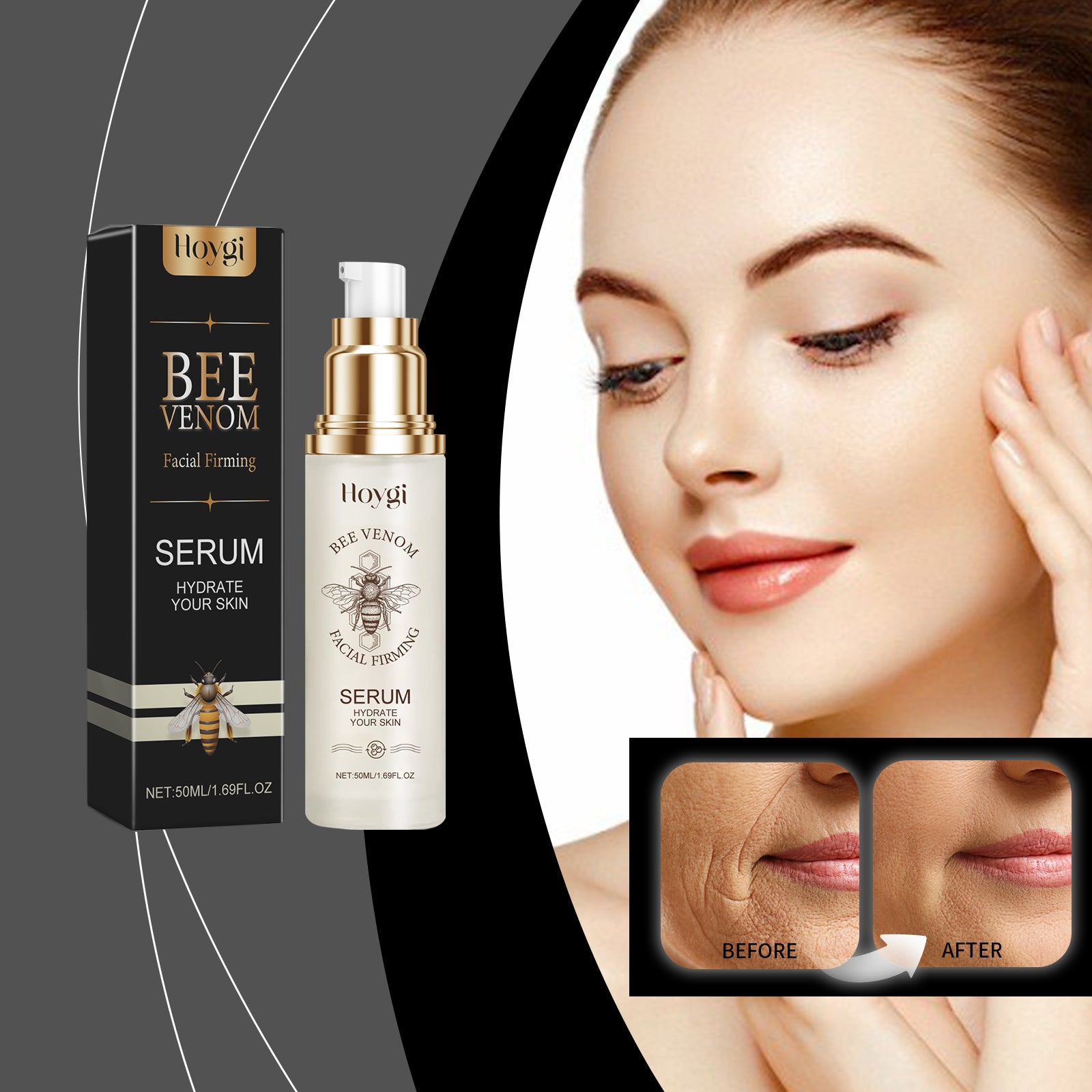 Hoygi Bee Venom Facial Essence, Hydrating, Moisturizing And Refreshing Collagen Firming Skin Care Essence - 5 - CJ
