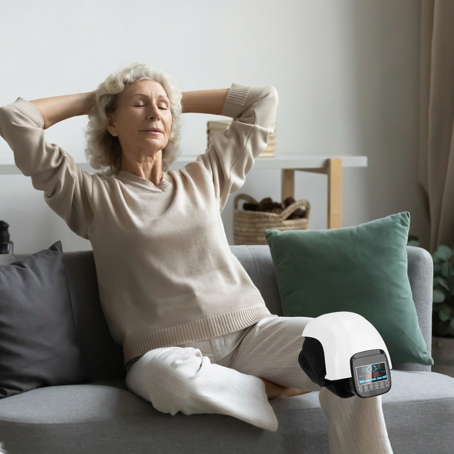 1Pc Electric Rechargeable Knee Massager Infrared Heat Pain Relief Therapy Knee Brace Wrap With Air Pressure Kneading Timer Temperature Adjustment