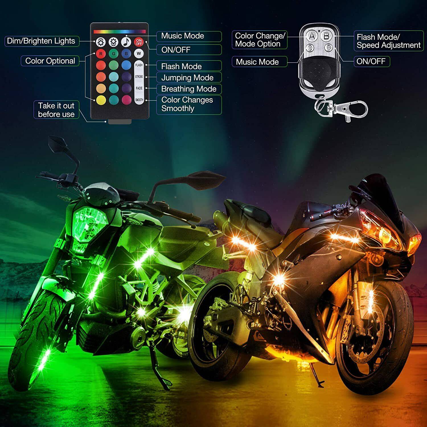 12X RGB Motorcycle LED Light Kit Under Glow Body Strip For Harley - Davidson - 5 - cjdropshipping