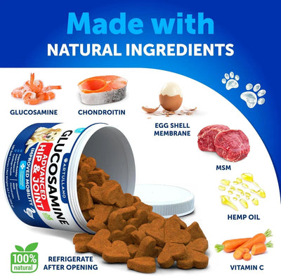 Glucosamine For Dogs Hip And Joint Supplement For Dogs With Arthritis Chews With Chondroitin Hemp Oil MSM Canine Joint Pain Relief Health Mobility Support For Large Breeds 120 Soft Treats - 5 - CJ
