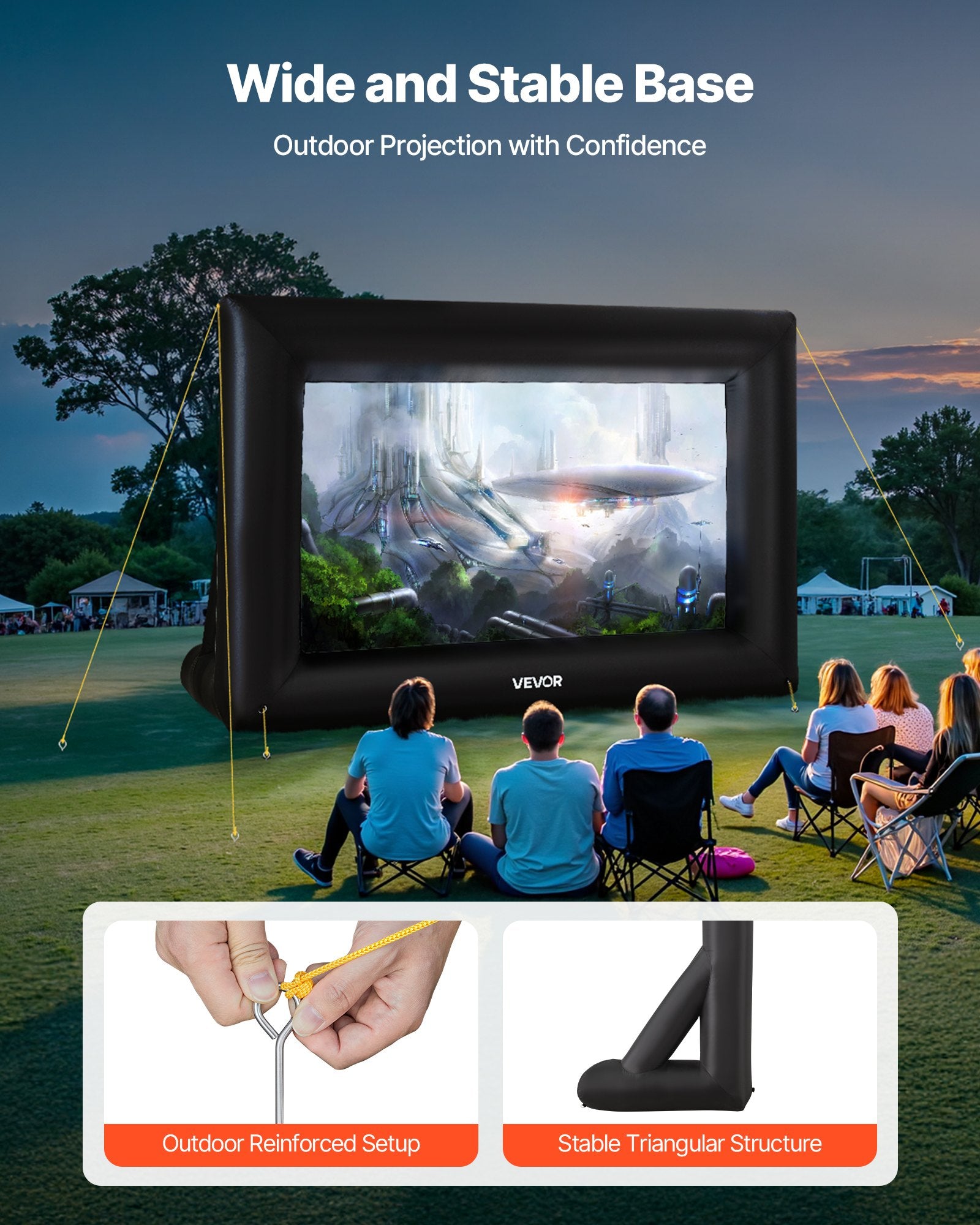 14FT Inflatable Projector Screen, Inflatable Movie Screen Outdoor With 120W Air Blower Projector Screen Oxford Fabric Material Blow Up Screen For Outdoor Backyard, Home Theater, Theme Party - 5 - CJ