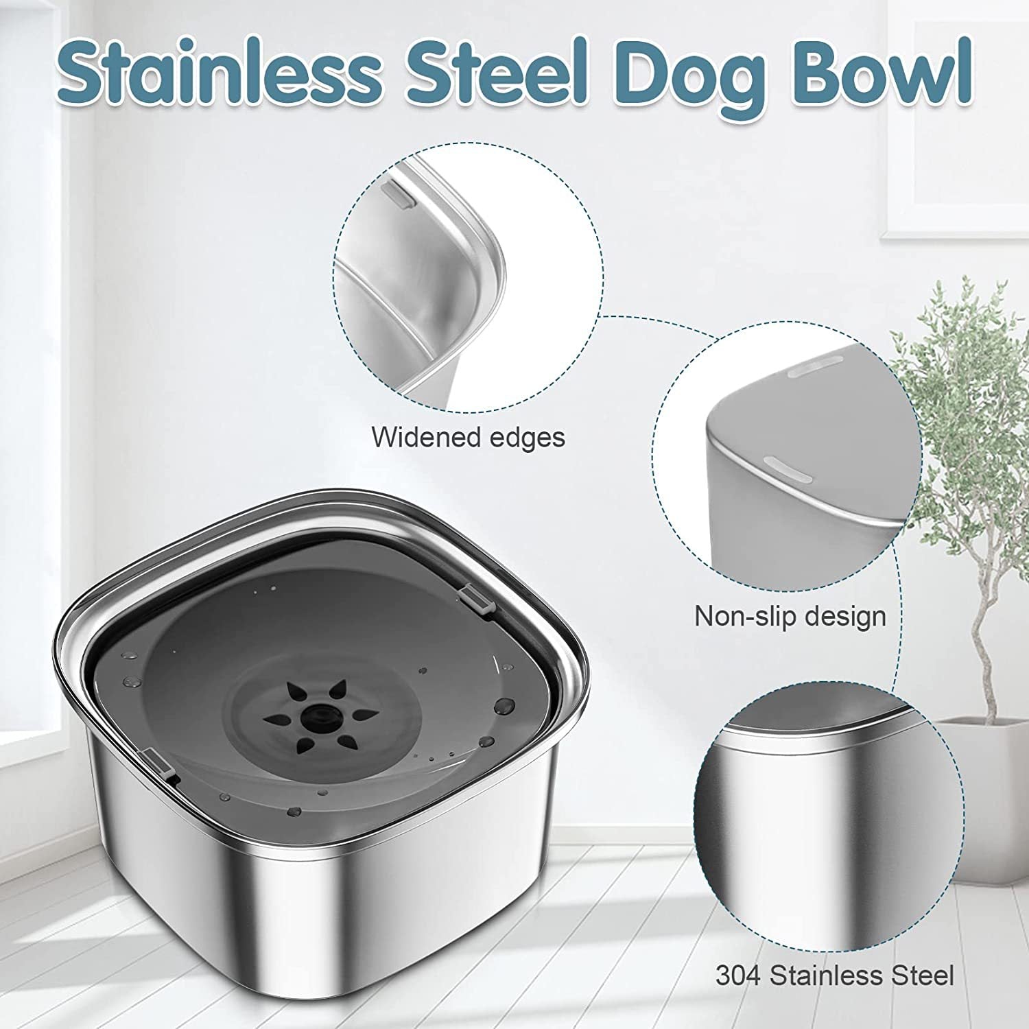 Pet Stainless Steel Water Bowl Large Capacity Floating - 0 - CJ
