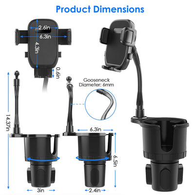 1Pc 2 In 1 Car Cup Phone Holder Automotive Drink Holder With 360 Degree Rotating Gooseneck Phone Mount Adjustable Base Fit For Most Phones Cups Vehicles - 5 - CJ