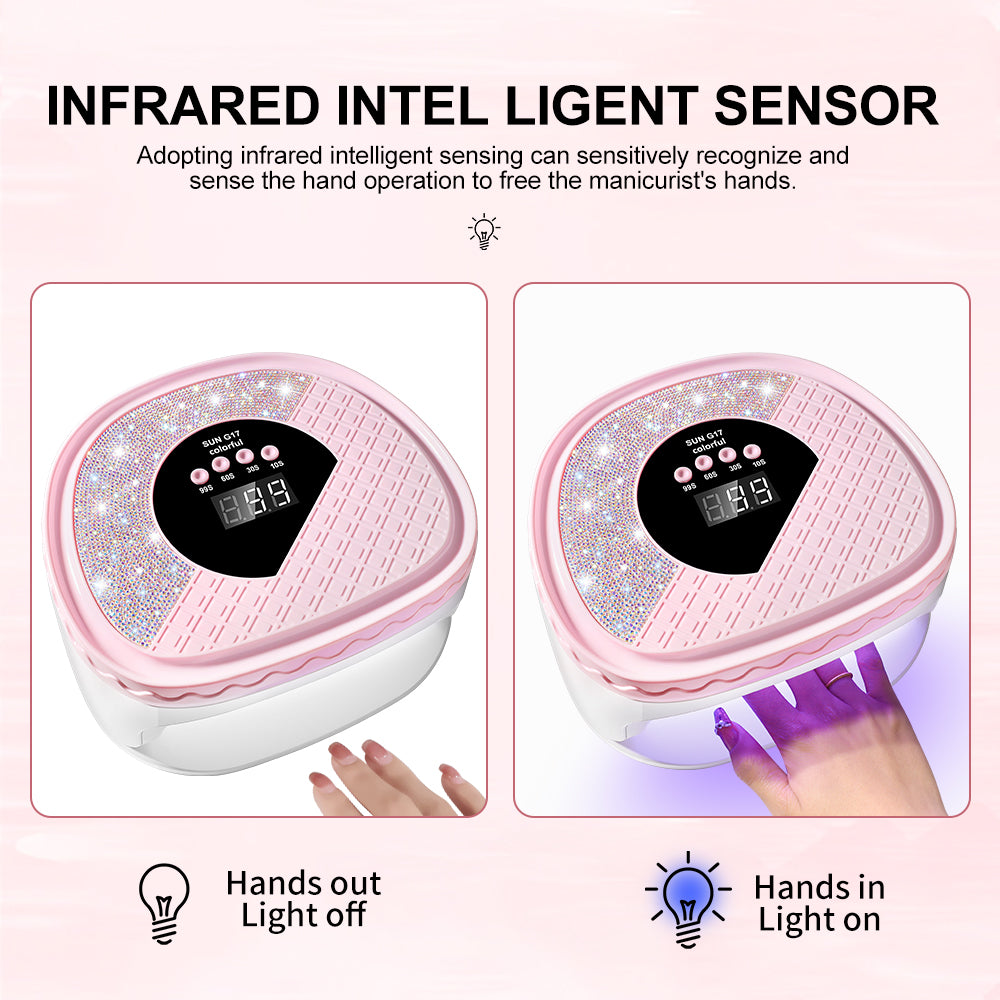 UV Nail Dryer Gel Nail Lamp, LED Light For Gel Polish - 4 Timers Professional Nail Art Accessories Nail Lamp With 42 Beads & Touch Display, Shining Crystal Decorations, Curing Gel Toe Nails - 5 - CJ