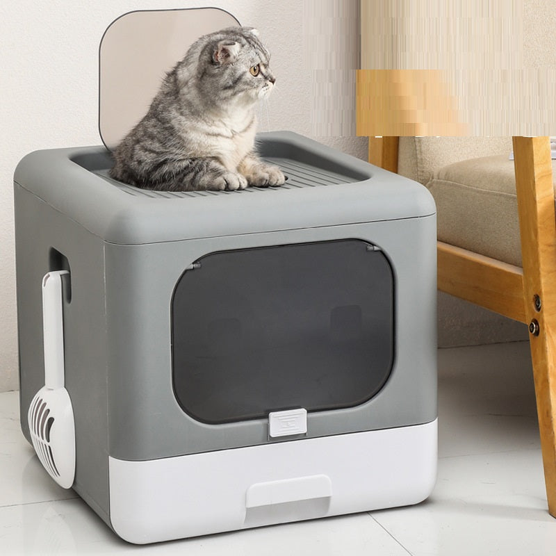 Fully Enclosed Double - door Extra - large Drawer Cat Litter Basin - 0 - CJ