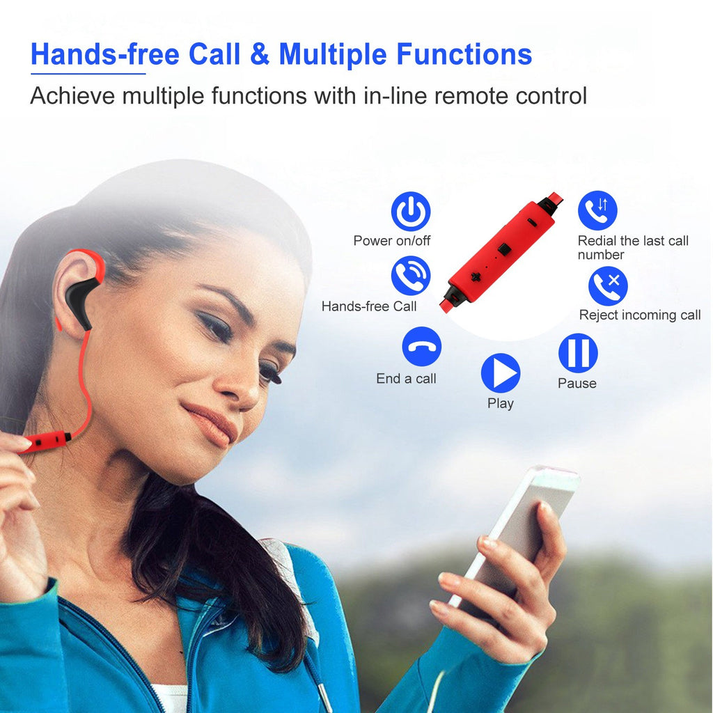 Wireless Headsets V4.1 Sport In Ear Stereo Headphones Sweatproof Noise Canceling Earphones Back Headphone With Mic Handsfree For Running Hiking Travel