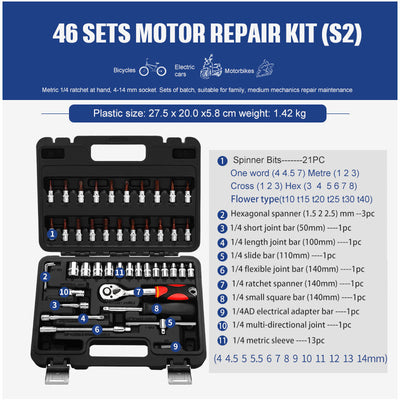 Socket Ratchet Wrench Set Repair Tools - 0 - CJ - 46PCS SET - CJQT168360803CX