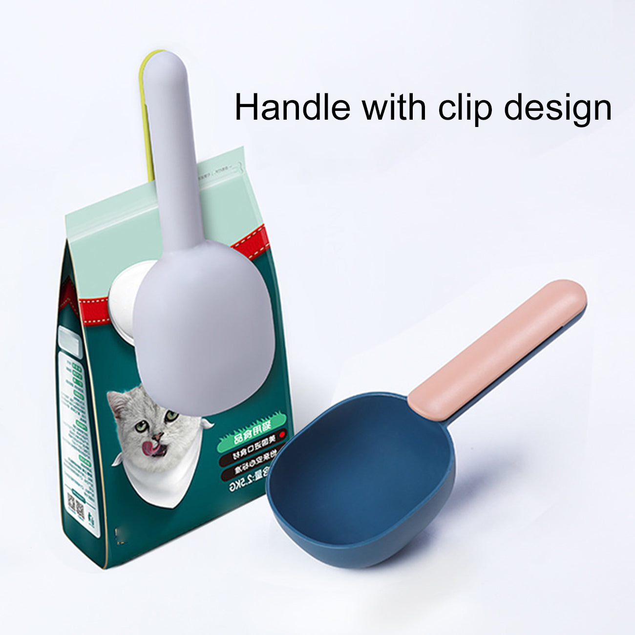Pet Food Scoop With Ergonomic Bag Clip Handle For Cats Puppies And Small Dogs Measuring Scoop Dog Food Scoop, Plastic Measuring Cup Pet Food Feeding 1 Cup Spoon Long Handle With Clip For Dogs Cats - 5 - CJ