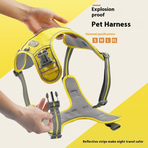 Traction Strap Shock Absorption Comfortable Night Vision Reflective Pet Harness - 0 - CJ