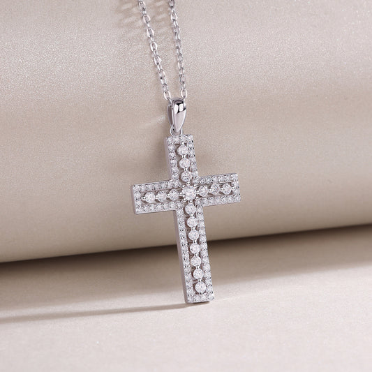 1Shelter Luxury Fashion Diamond Pendant Necklace Set With Mosan Diamond Silver Ornaments Prohibit TikTok sales - 5 - CJ