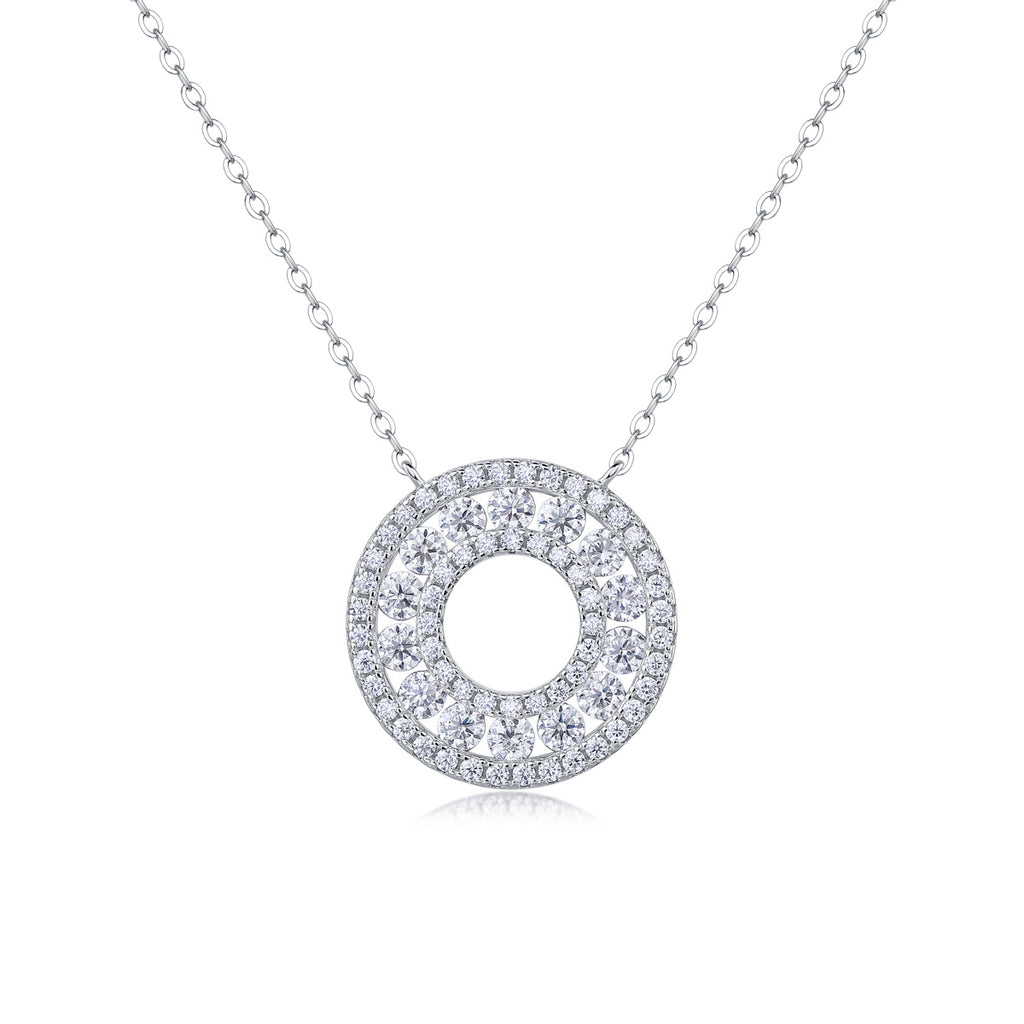 Reciprocating Luxury Fashion Diamond Pendant Necklace Set With Mosan Diamond Silver Ornaments