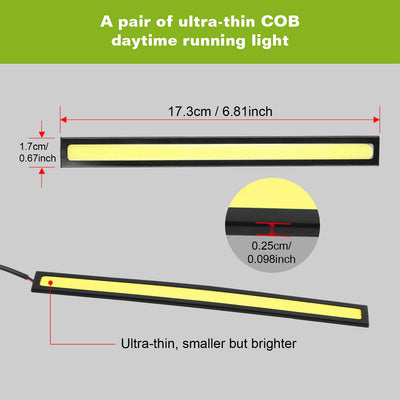 2Pcs LED Daytime Running Lights Car LED COB DRL Fog Lights IP45 Waterproof LED Strip Fog Day Driving Lamp Sticker For 12V Car Interior Exterior Use - 5.0 - CJ