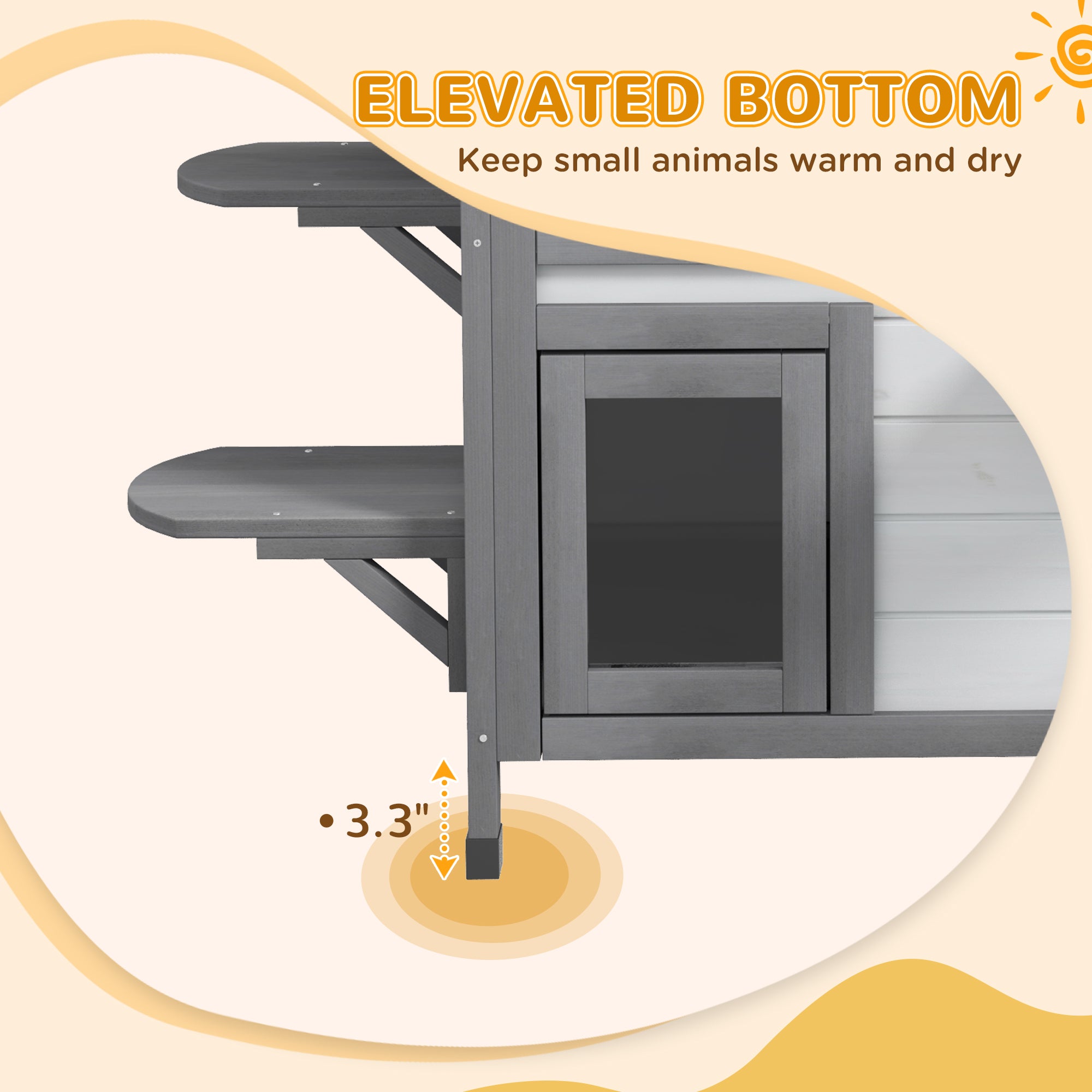 2 - story Cat House Outdoor, Weatherproof Wooden Cat Enclosure for Feral Cats with Escape Door, Openable Roof, Jumping Platforms, White - 5 - CJ