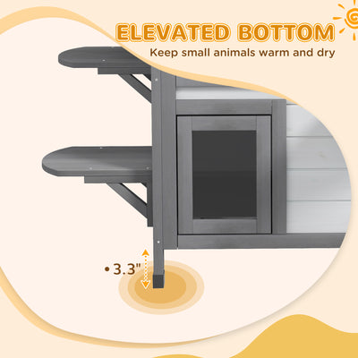 2 - story Cat House Outdoor, Weatherproof Wooden Cat Enclosure for Feral Cats with Escape Door, Openable Roof, Jumping Platforms, White - 5 - CJ