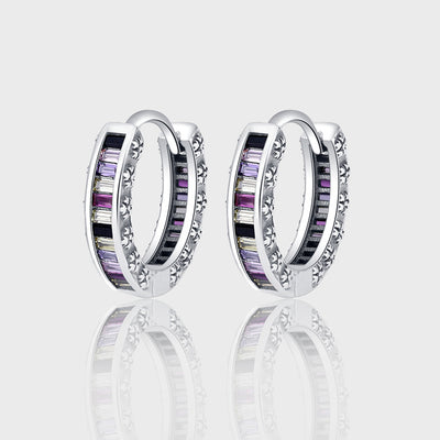 S925 Sterling Silver Zircon Rainbow Earrings - 4 - CJ