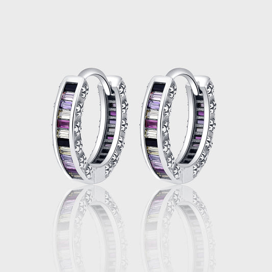 S925 Sterling Silver Zircon Rainbow Earrings - 4 - CJ