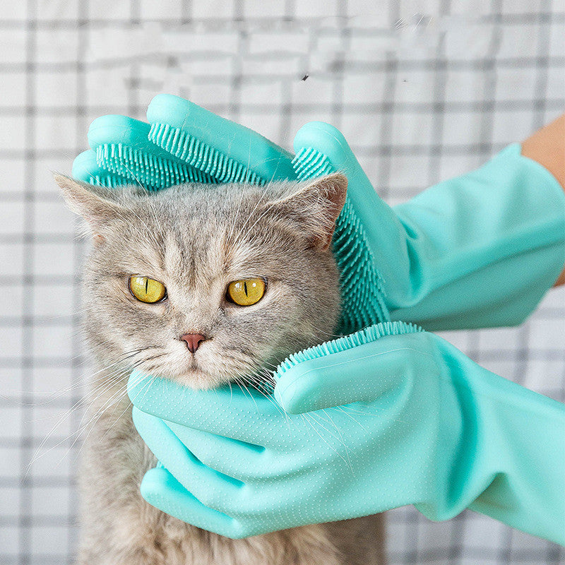 Silicone Dog Grooming Hair Comb Puppy Brush Glove Bath Cleaning Brushes Small Dog Cat Massage Pet Grooming Gloves - 0 - CJ