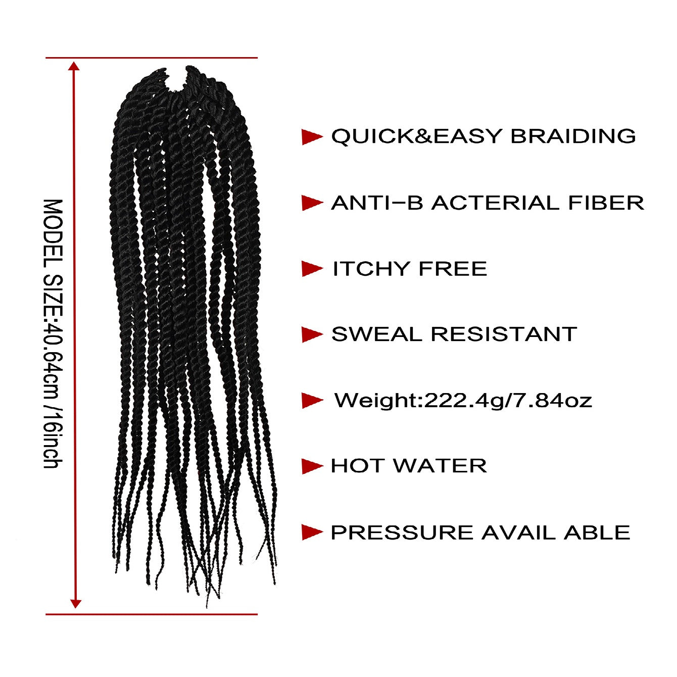 4X EZ SENEGALESE BRAID Long Crochet Braid Synthetic Hairstyle Black Burgundy Brown Ladies Box Braid Crochet Hair - 16 Inch - 5 - CJ