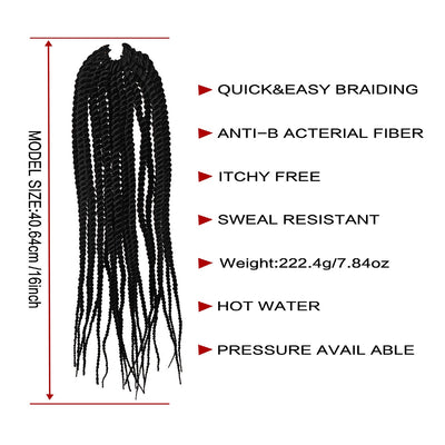 4X EZ SENEGALESE BRAID Long Crochet Braid Synthetic Hairstyle Black Burgundy Brown Ladies Box Braid Crochet Hair - 16 Inch - 5 - CJ