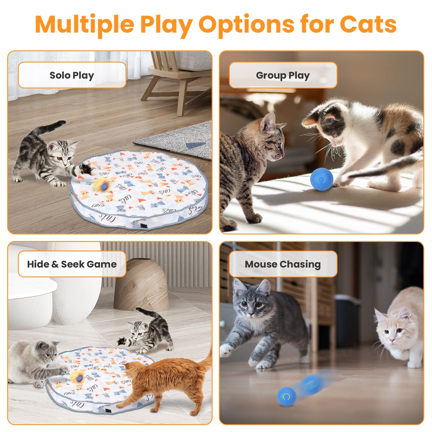 1Pc Cat Toys Ball Fast Rolling In Pouch Rechargeable Motion Activated Interactive Cat Toys For Indoor Cats Hide And Seek Mouse Catching Game - 5 - CJ