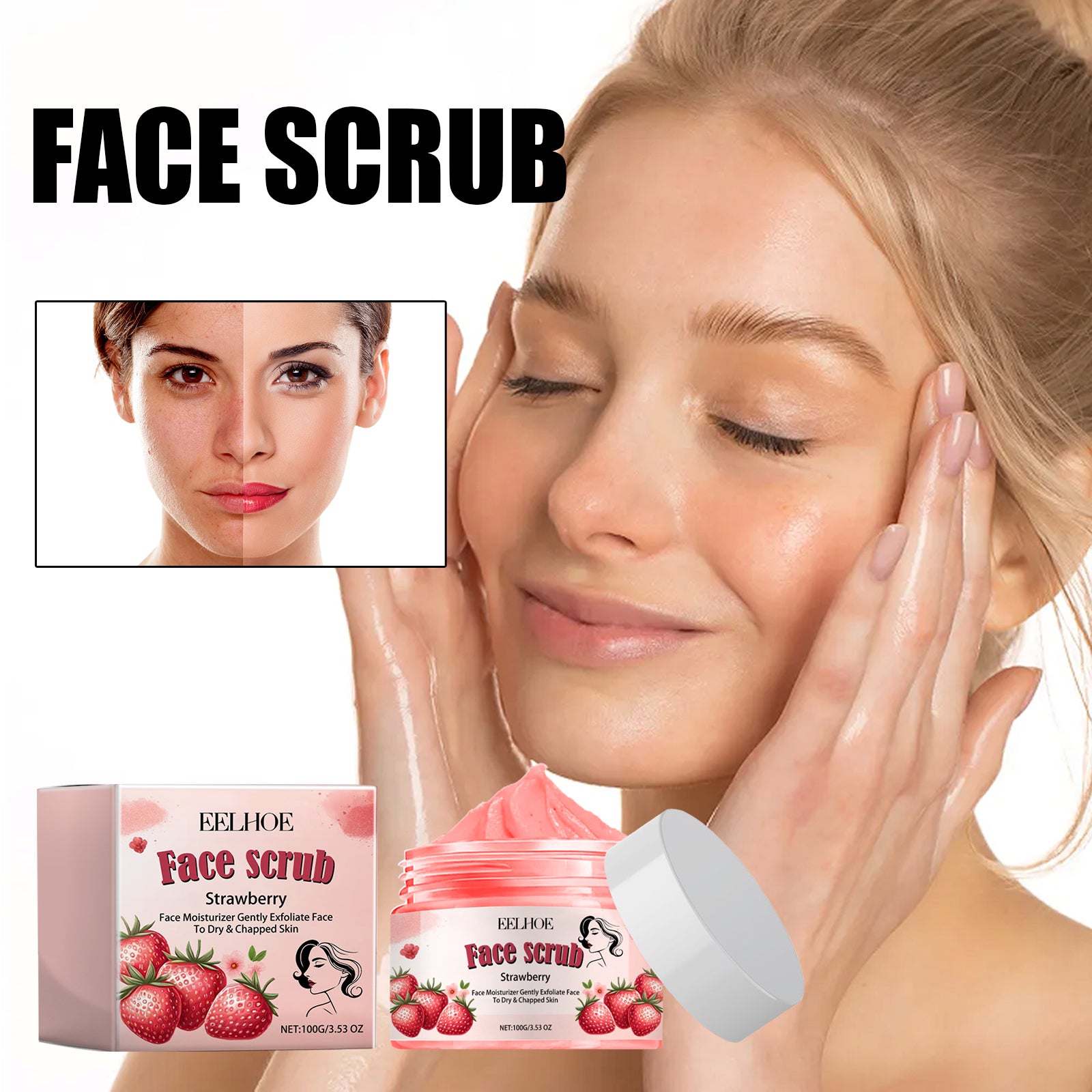 EELHOE Face Scrub, Soften Cutin Supple Skin Moist Water Embellish Burnish - 5 - CJ