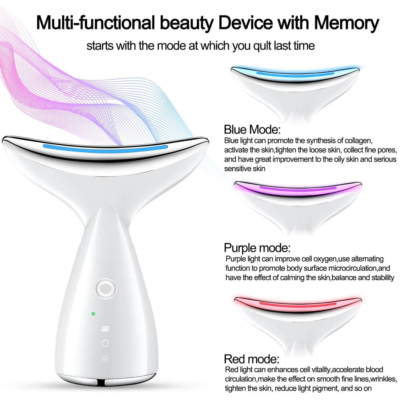 Face And Neck Tightening Device, Firm And Tightens Sagging Skin Face Neck Massager, Beauty Facial Massager For Women And Men - White - 5 - CJ