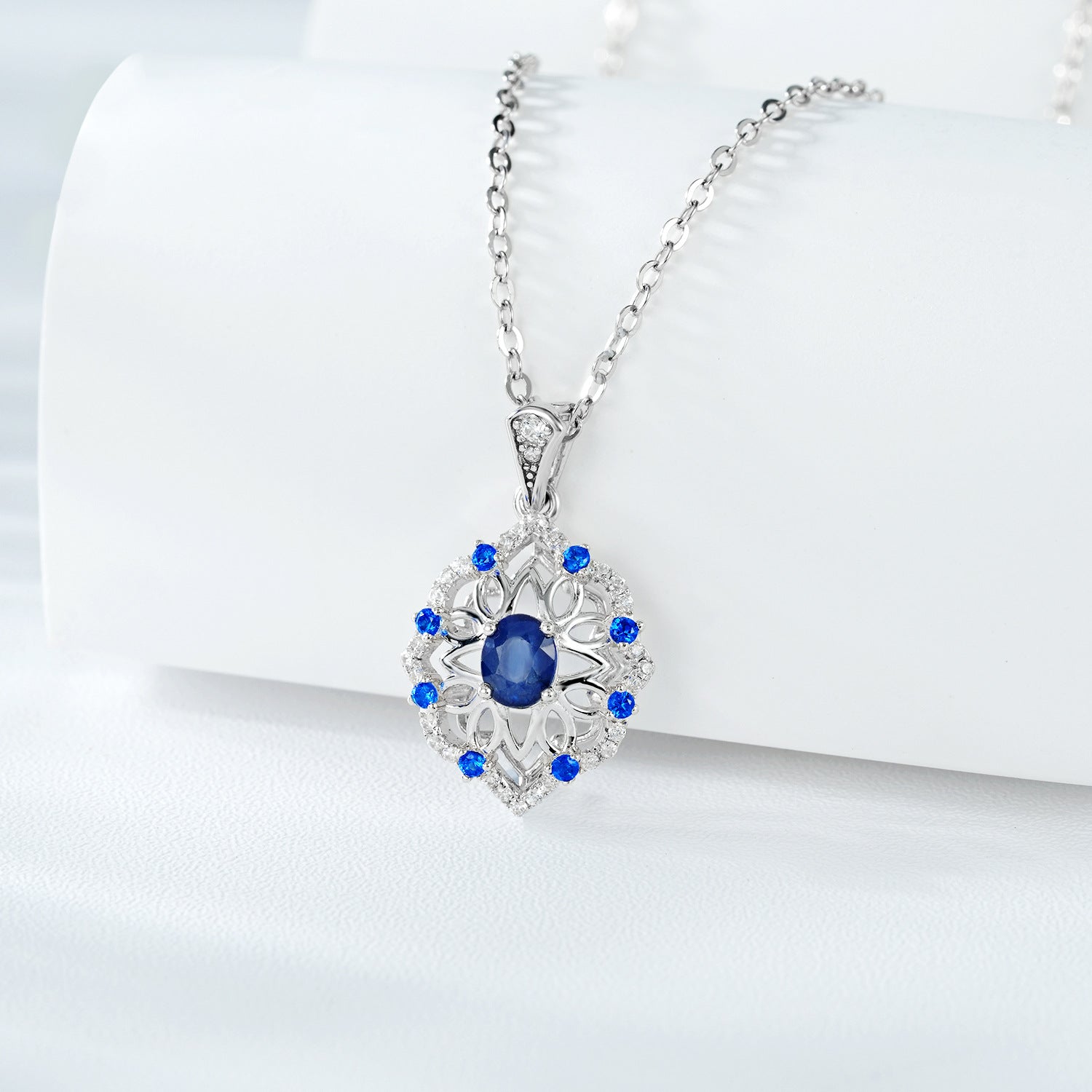 Fashion High Class Jewelry Natural Sapphire Pendant S925 Silver Retro Pattern - 4 - CJ