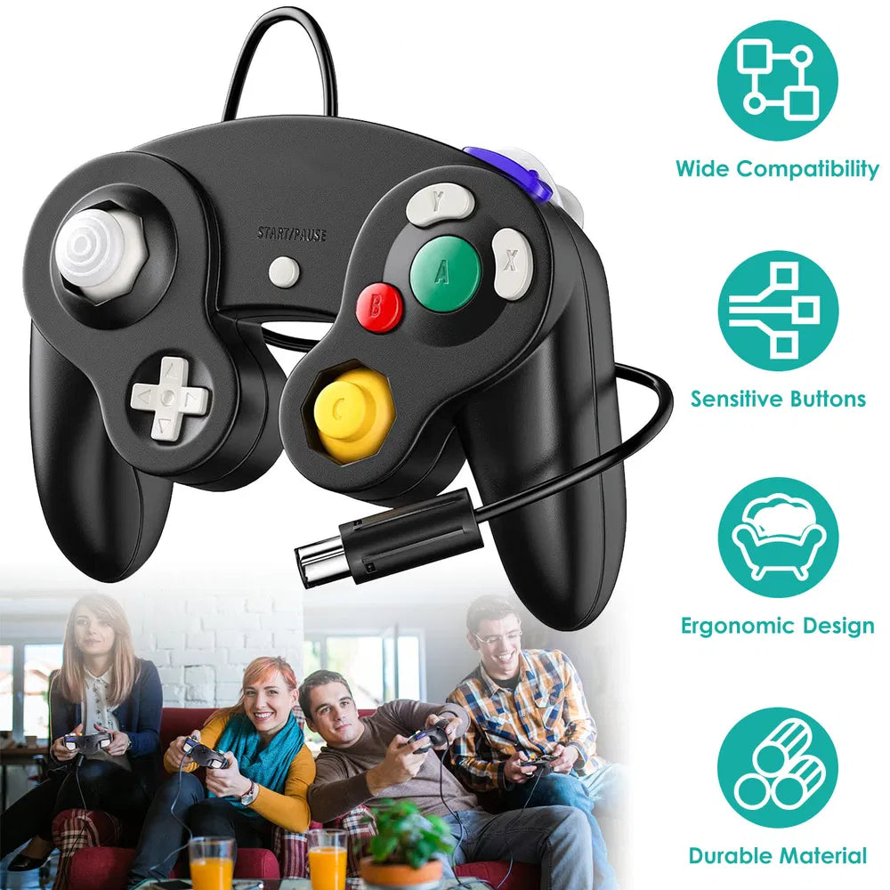 Shock Wired Game Controller Gamepad Compatible With Nintendo Wii Gamecube - 5.0 - CJ