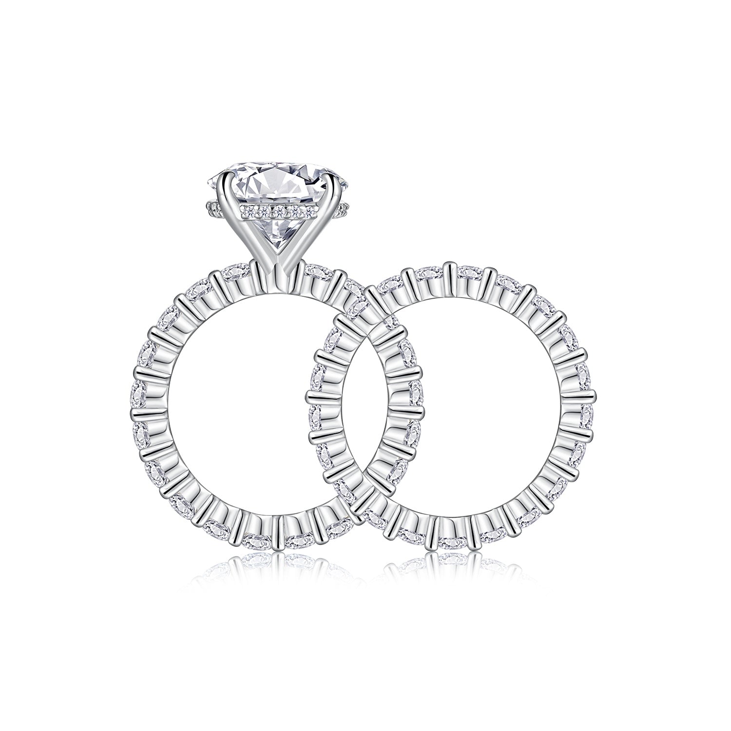 1Time Vow - Fashionable Men’s And Women’s Ring Row Jewelry Set With 5 - carat Moissan Diamond S925 Sterling Silver And Platinum - plated Diamond Prohibit TikTok sales - 5 - CJ