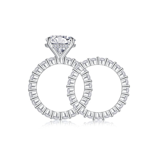 1Time Vow - Fashionable Men’s And Women’s Ring Row Jewelry Set With 5 - carat Moissan Diamond S925 Sterling Silver And Platinum - plated Diamond Prohibit TikTok sales - 5 - CJ