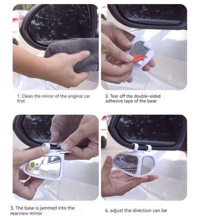 Car Reversing Small Round Mirror Front And Rear Wheel Wide - Angle Mirror Double - Sided Auxiliary Rearview 360 Adjustable Wide Angle Side Rear View Mirror For Car - 5.0 - CJ